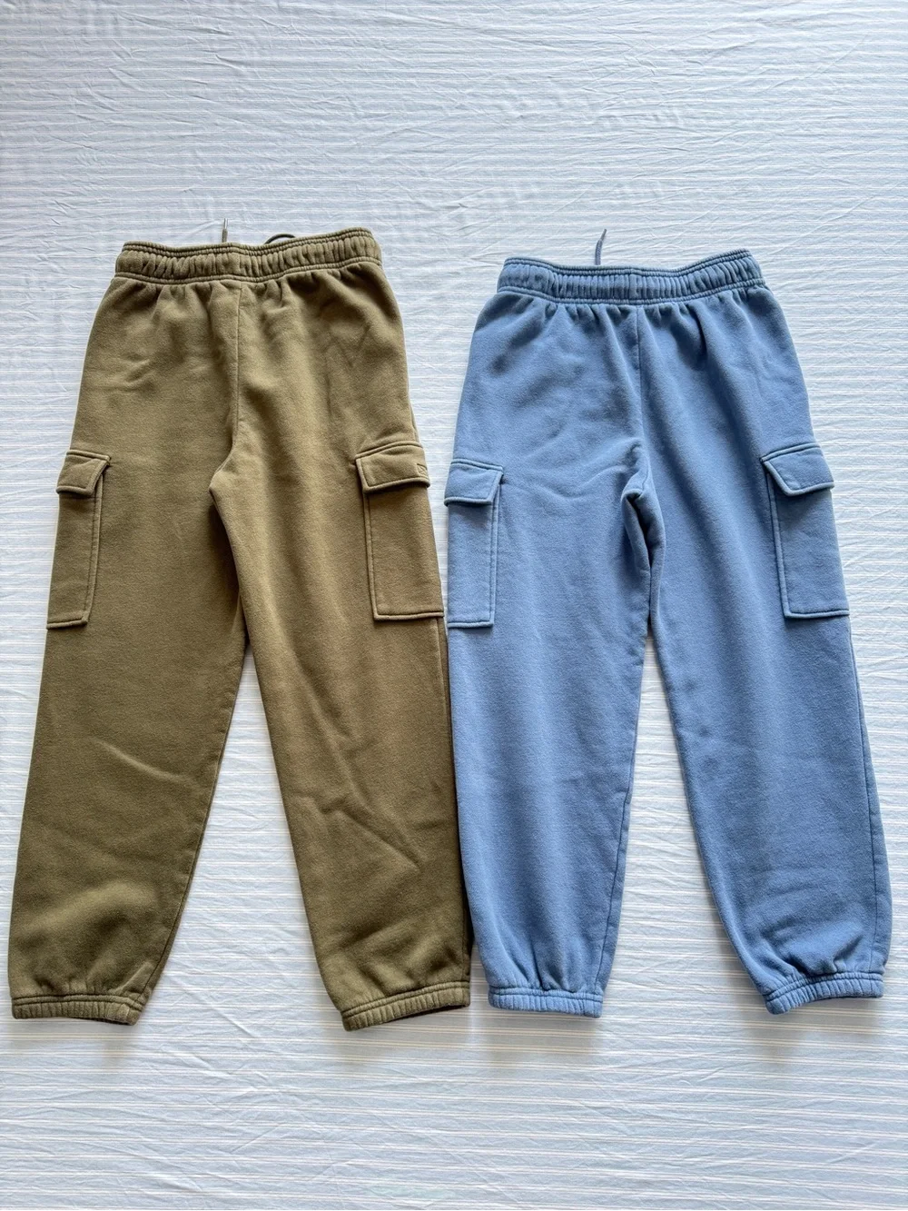 Bundle: 2 Pairs of Boys' Gap Cargo Joggers (Olive & Blue) Size L